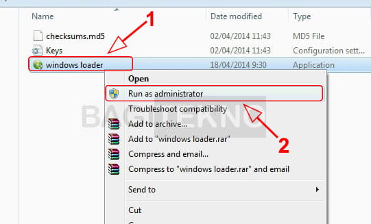 Menjalankan Windows Loader untuk mengaktifkan Windows 7